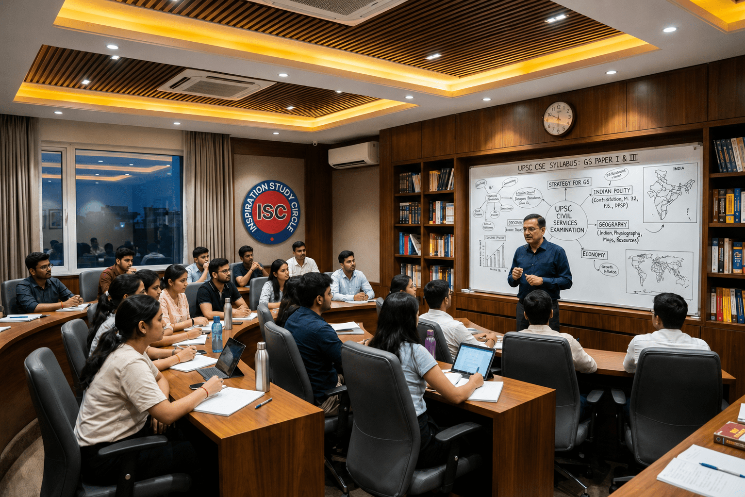 Small-batch UPSC classroom at Inspiration Study Circle, Dehradun