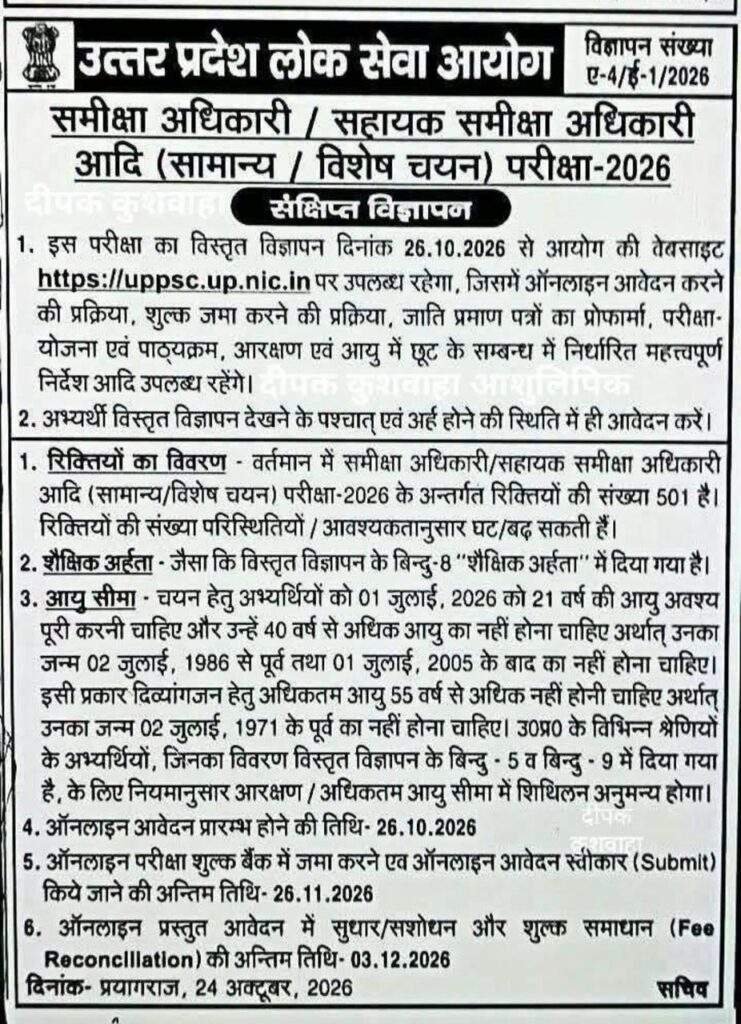 UPPSC RO/ARO 2026 Notification Out
